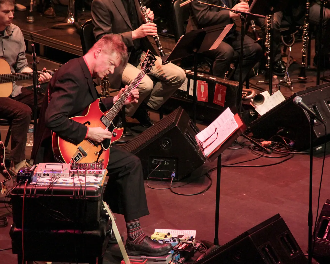 Nels Cline in performance at Royce Hall, Los Angeles. Photo by Phinn Sriployrung.